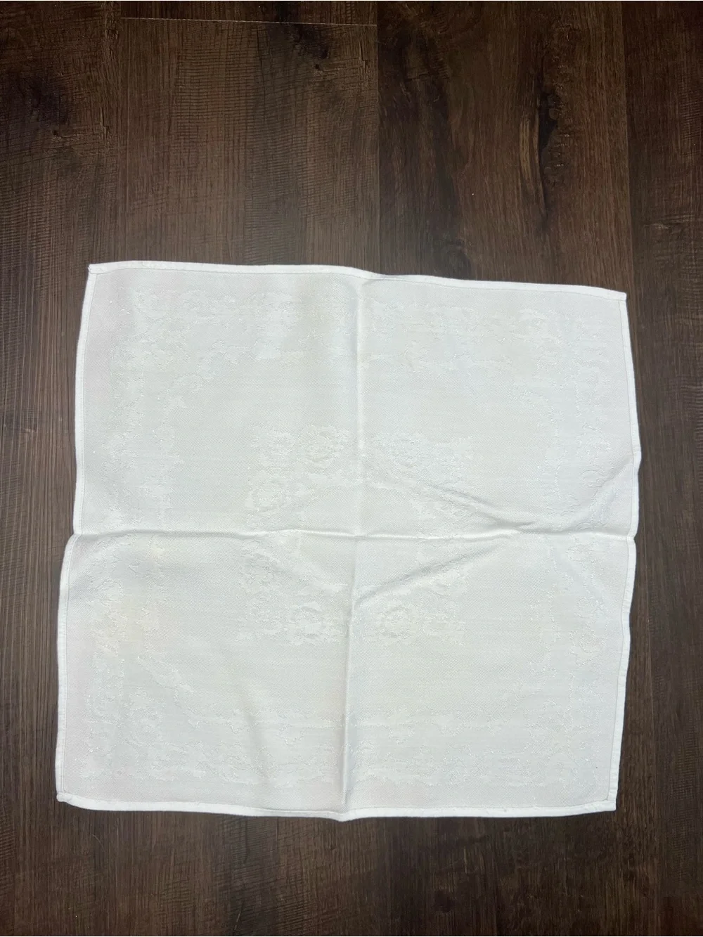 Set of Three Vintage Patterned White Napkins